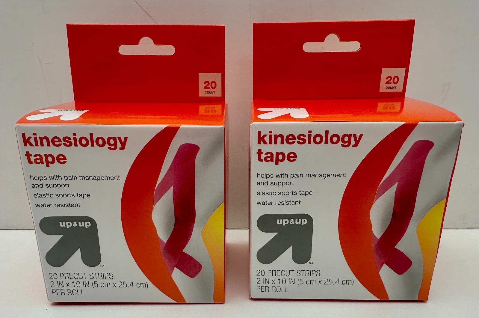 x2 Up & Up Kinesiology Tape 20ct each Pink Precut Strips 2in x 10in