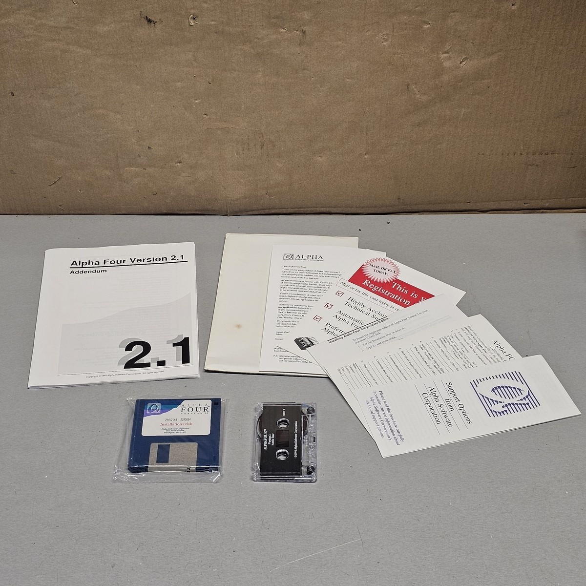 Alpha Four Version 2.1 Database Software Floppy Disk Manuals Tape Complete