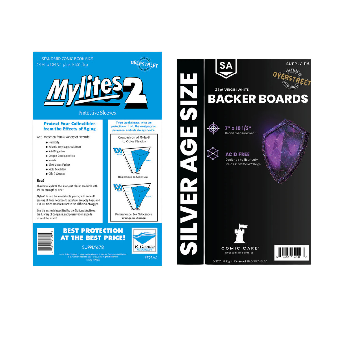 50 Mylites 2 Mil Mylar Comic Book Bags and Boards 24pt Standard/Silver Size CC
