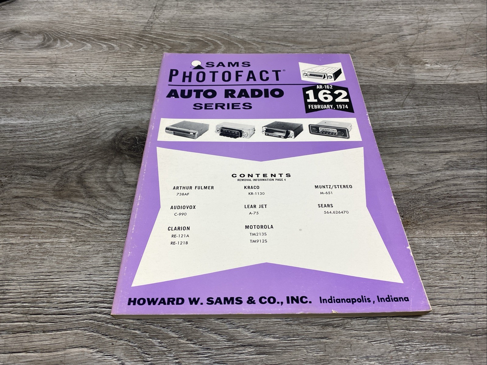 Sams Photofact Auto Radio Series Vol 162 February 1974 AR-162 Clarion Lear Jet