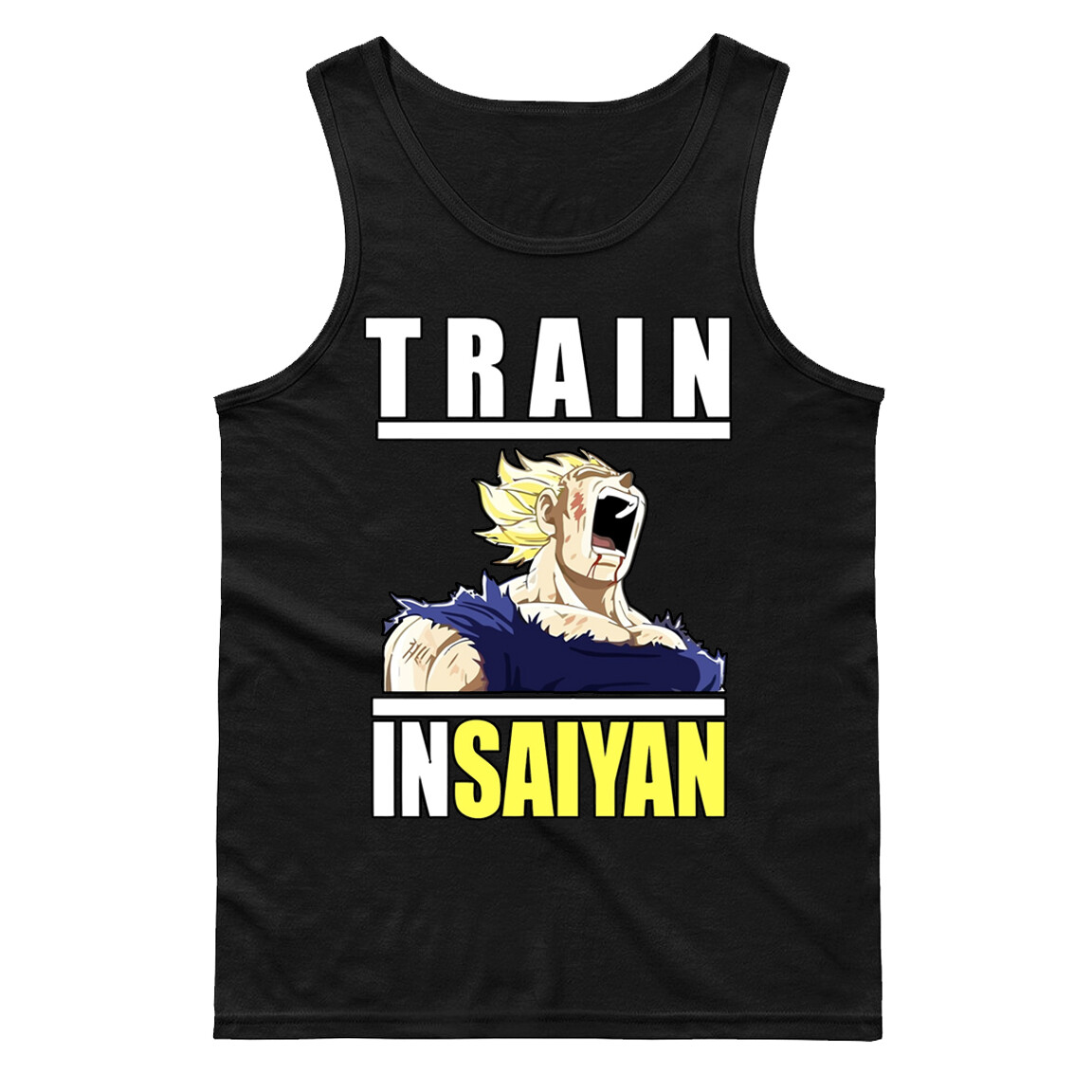 Train INSAIYAN Mens Tank top DBZ Fans Majin Vegeta Dokkan Motivation Gym workout