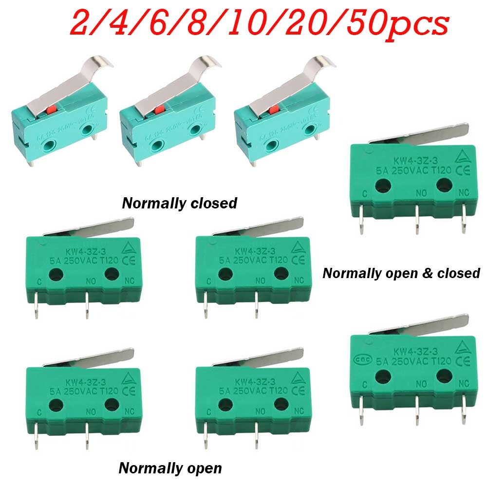 2/4/6/8/10/20/50Pcs KW4-3Z-3 Micro Switch SPDT NO NC 2/3 Terminals Short Lever