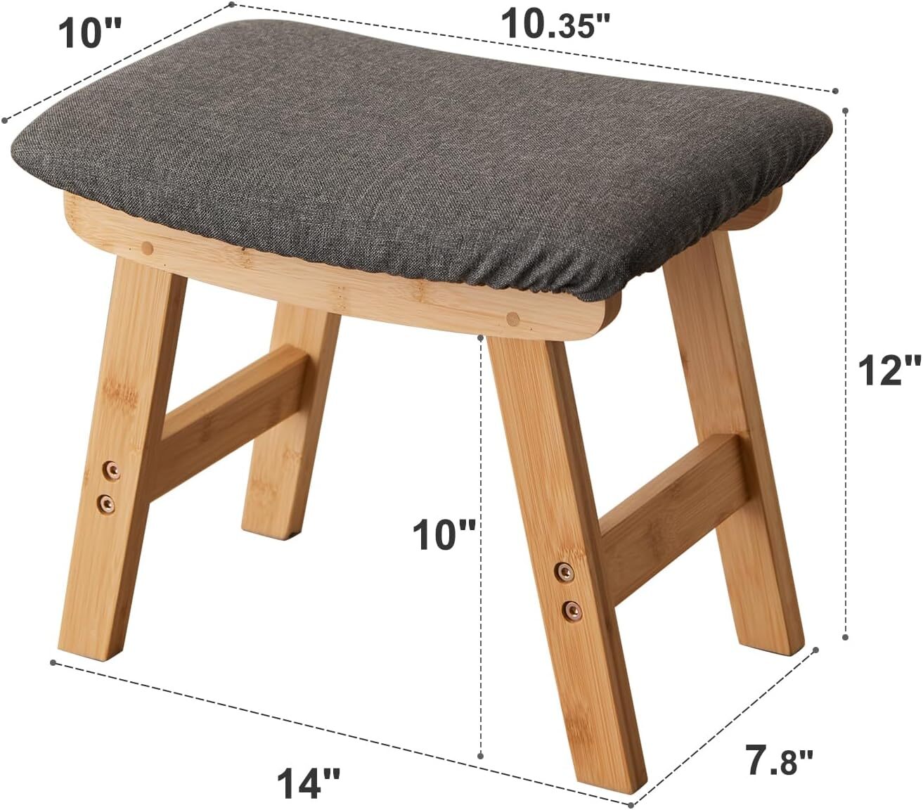 Foot Stool,Ottoman and Footstool,Small Sofa Natural Stool Legs - Gray Surface