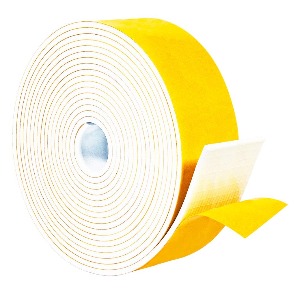 White Foam Rubber Seal Strip Tape 2 Wide X 1/8 Thick Adhesive 16 Feet