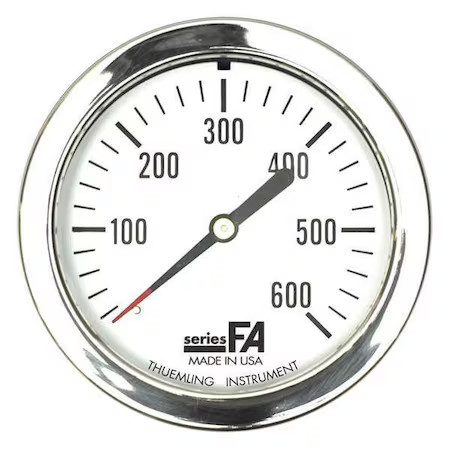 Thuemling Fa-Lfp-210-Cg-Wob Panel-Mount Pressure Gauge, 0 To 600 Psi, 2 1/2 In