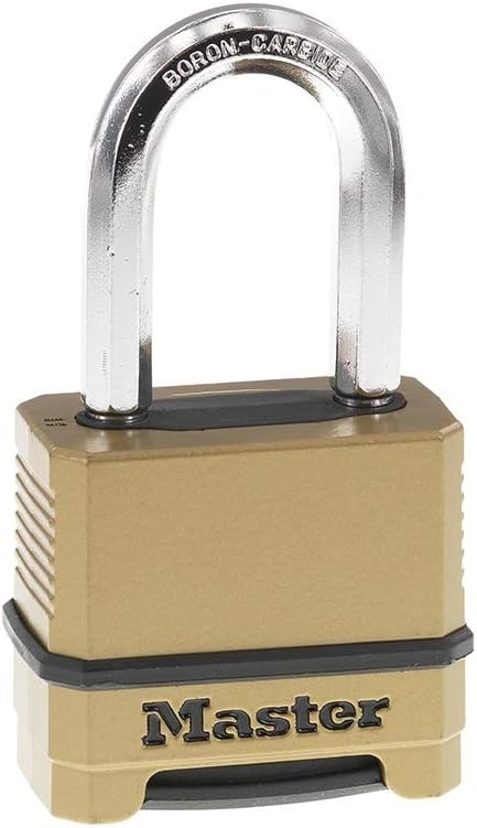 Master Lock Combination Lock, Heavy Duty 1-1/2 in. Shackle, Brass Finish