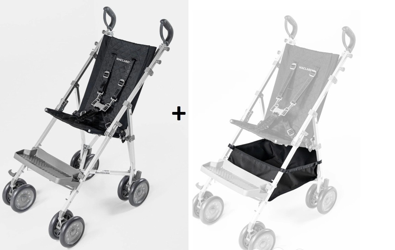 Maclaren Major Elite Special Needs Stroller Black with Basket, Creased Box