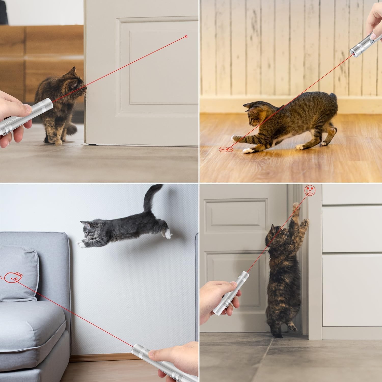 Cat Toys, Rechargeable, 3 Light Modes & 5 Fun Patterns, Portable Interactive Kit