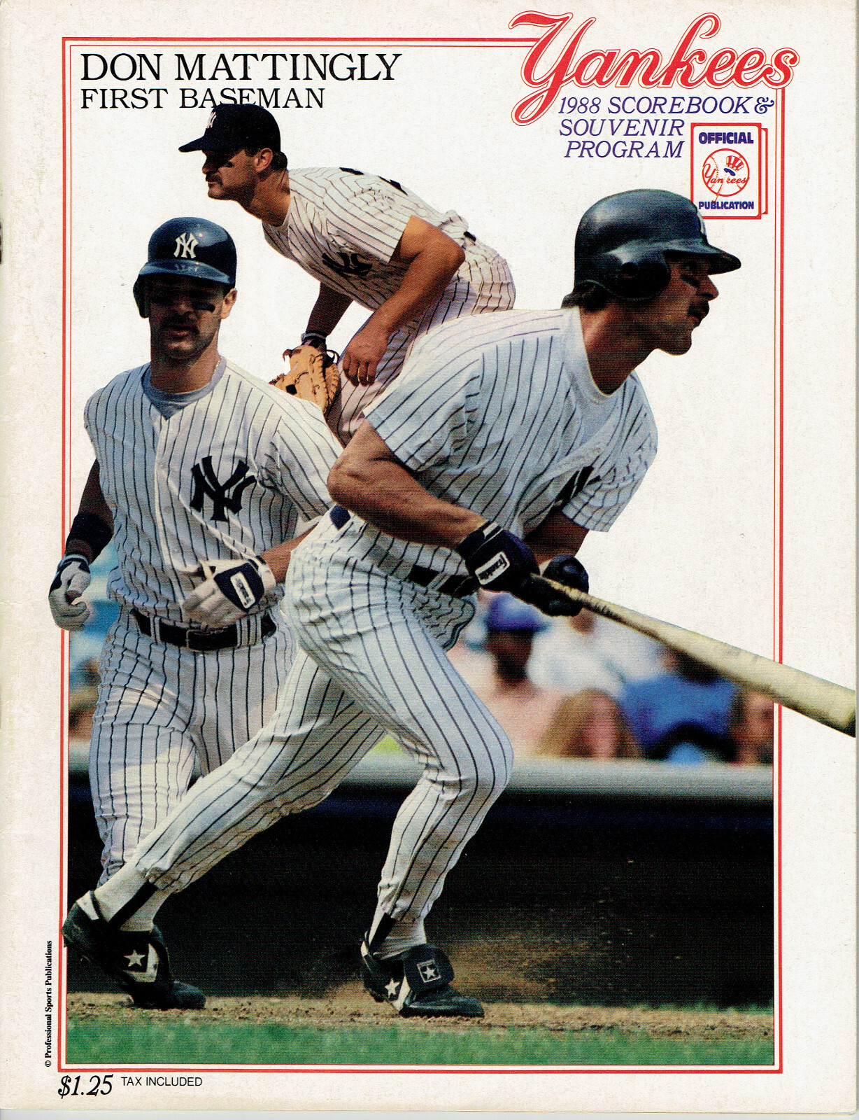 1988 NY Yankees Official ScoreBook ( Red Sox) -Don Mattingly 6/88 Al Leiter Auto