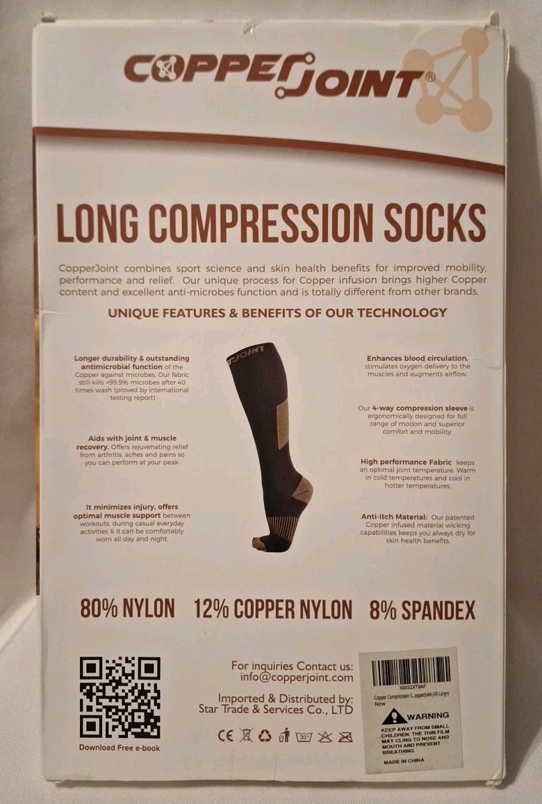 CopperJoint Long Compression Socks - Copper-Infused Comfortable & Durable (4XL)