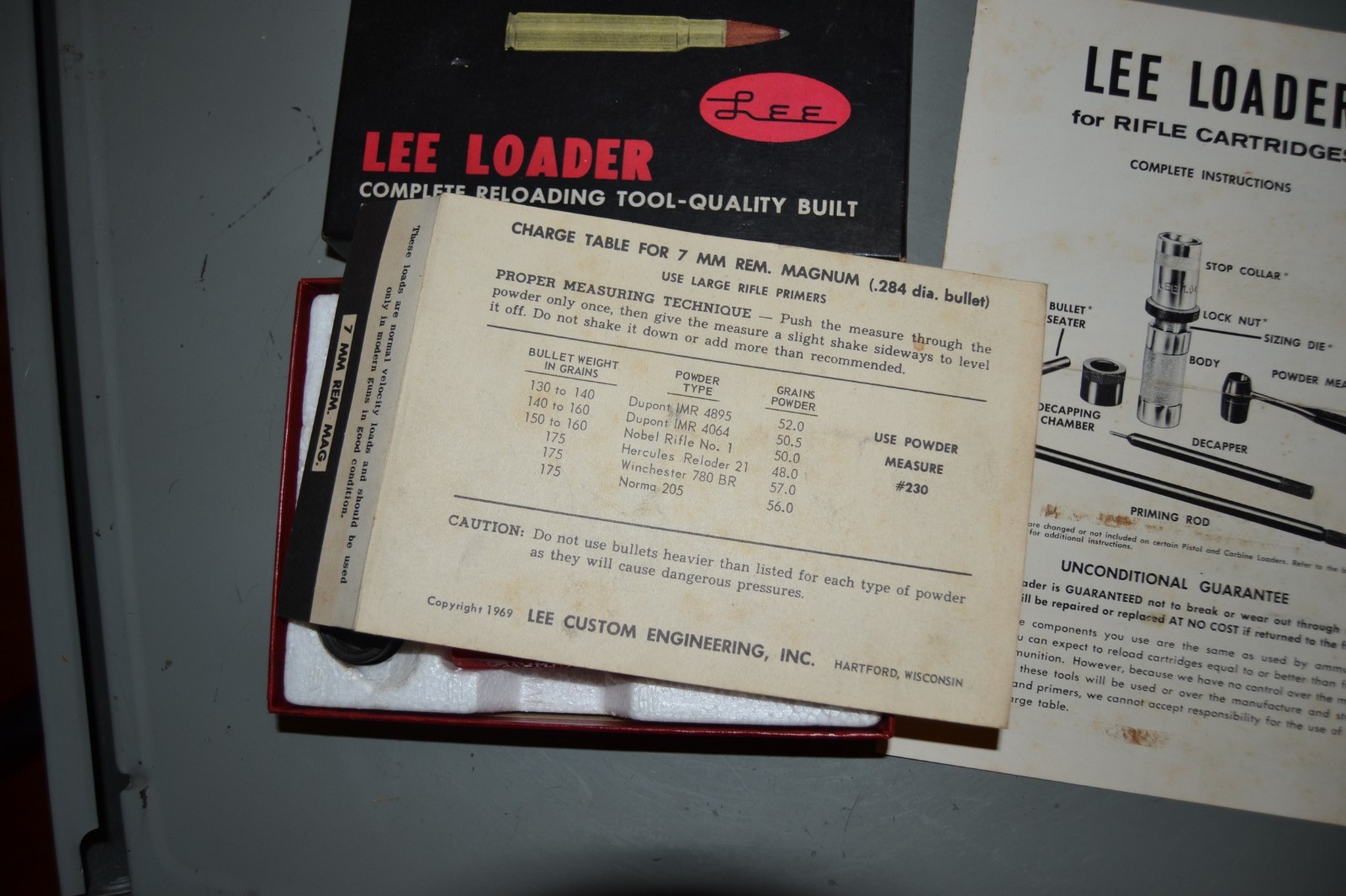 LEE LOADER COMPLETE RELOADING TOOL 7MM REM. MAG. HANDLOAD RANGE DIE SET RELOAD