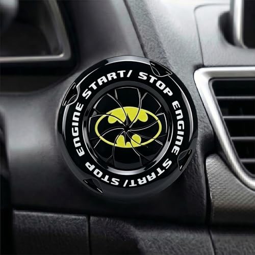 Rotatable Car Engine Start Stop Button Cover with Batman Pattern, bianfuxia