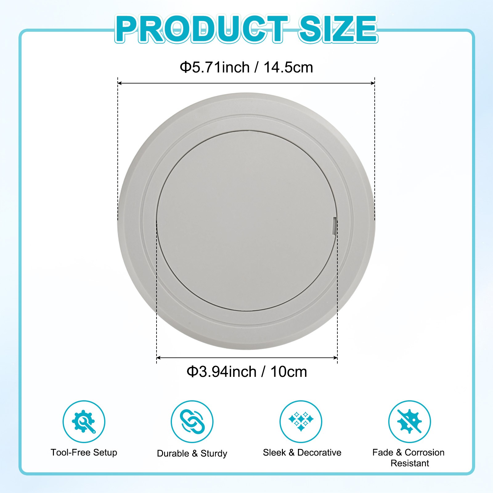 1-Pack Access Panel for Drywall, 4x4 Inch Round Plastic Removable [Gray]