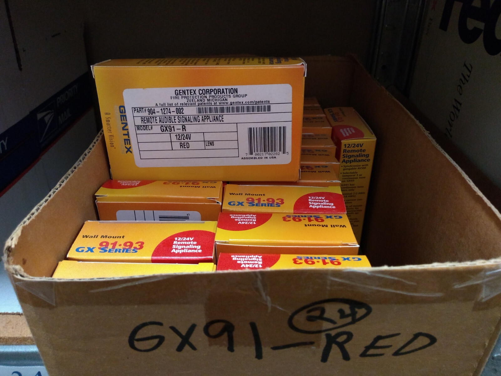 Fire Alarm Mini Horn, 12/24 VDC, Red, Gentex #GX91R