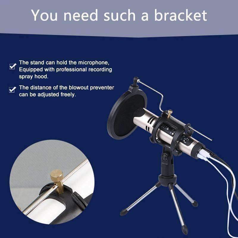 Microphone Pop Filter Holder Stick Desktop Tripod Stand Anti Spray Net Kit Set