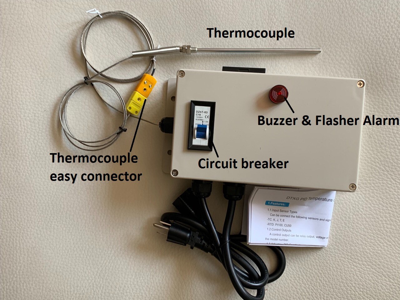 Plug & Play PID Temperature Controller Box SSR Out put Control with 6" Tip Probe