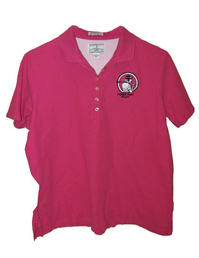 Women’s L Hot Pink Short-sleeve Polo with Powder Puff Pilot Logo