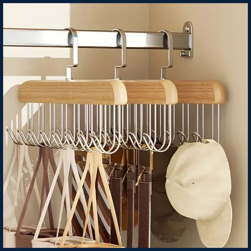 Wooden Sling Hanger Organizer with Multiple Hooks for Underwear Bras Vests
