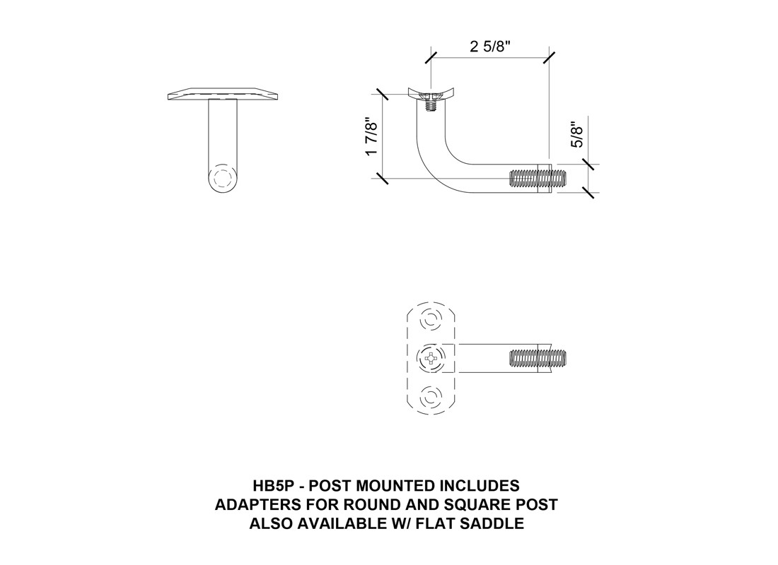 FHC HB5PBS Brea Series Bracket Post Mounted Handrail - Brushed Stainless