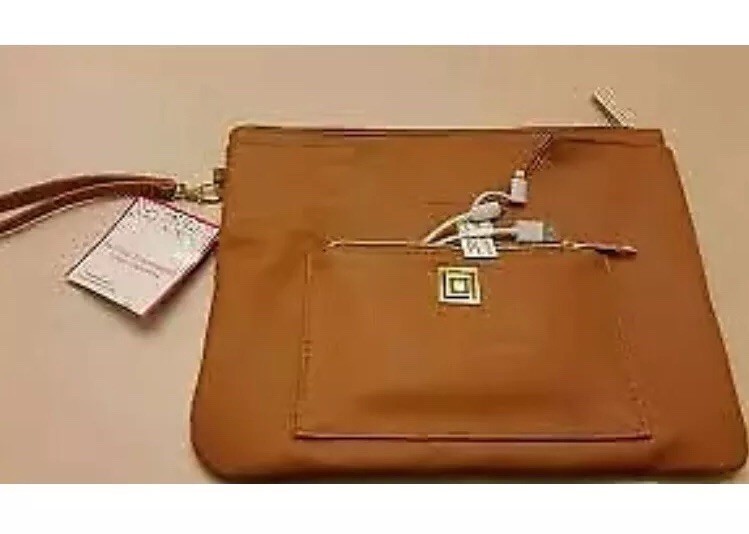 Liz Claiborne Charging Pouch - Cognac RFID Protection MSRP $60