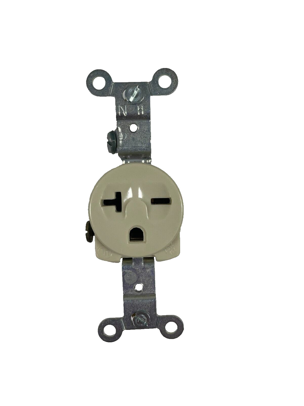 OUTLET - 20 Amp 250 Volt Commercial Grade Grounded Single ROUND Ivory