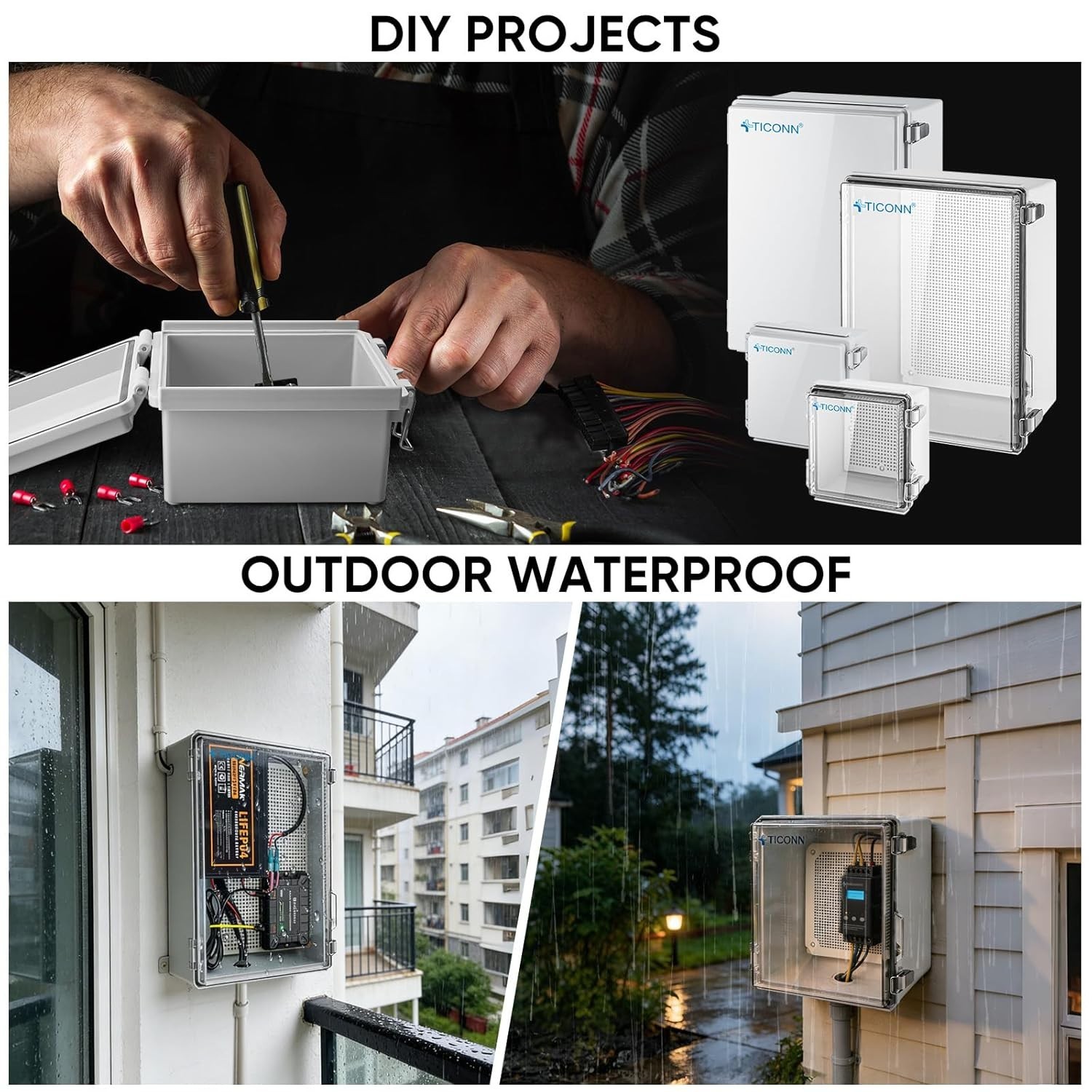 High-Quality Waterproof Junction Box | Includes Mounting Plate & Brackets