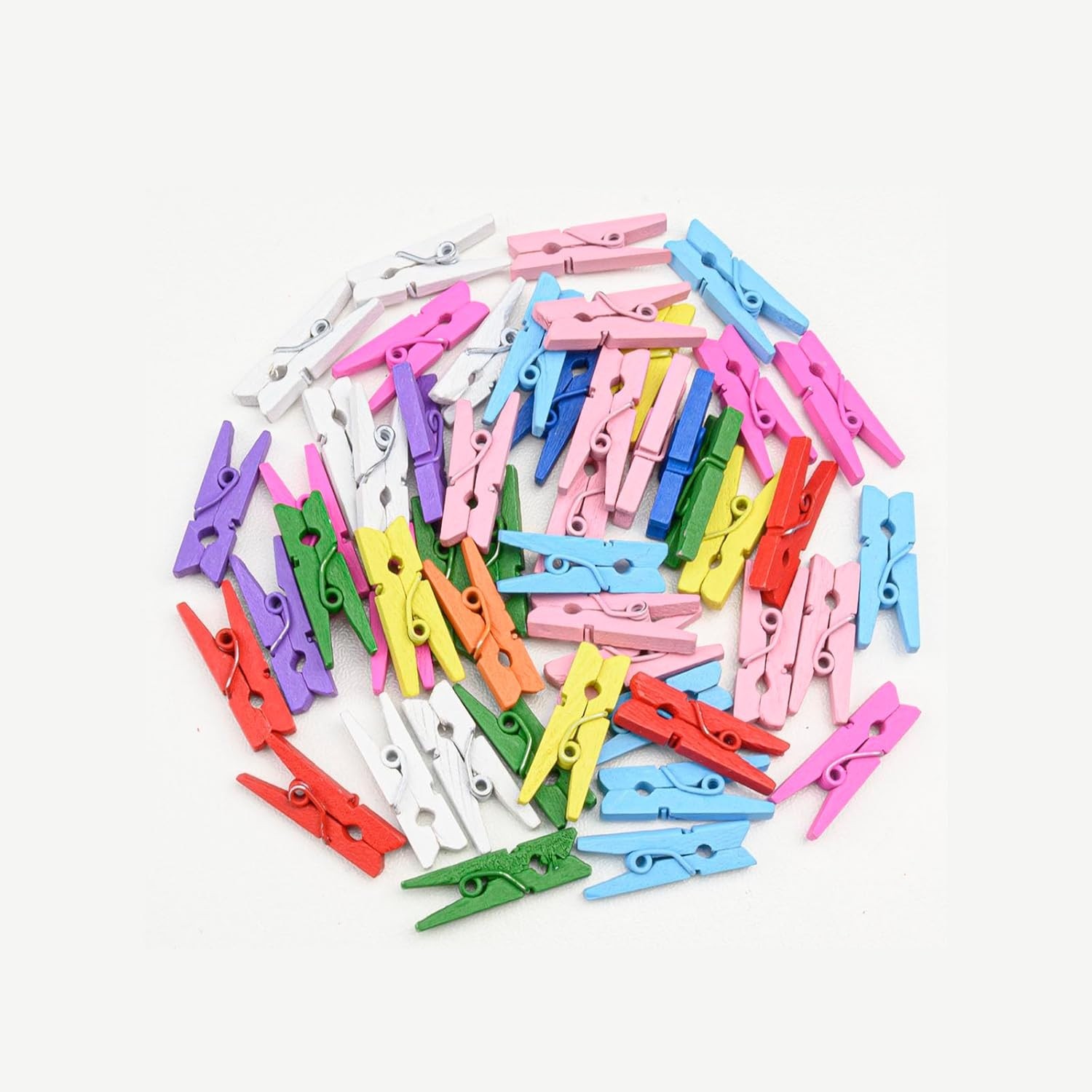 50 Pack Mini Colorful Wooden Clothes Pins - Eco-Friendly & Rust Resistant