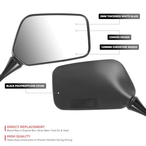 Front Pair of ATV SideView Mirror Fits 7/8" Handlebar Compatible Rectangular