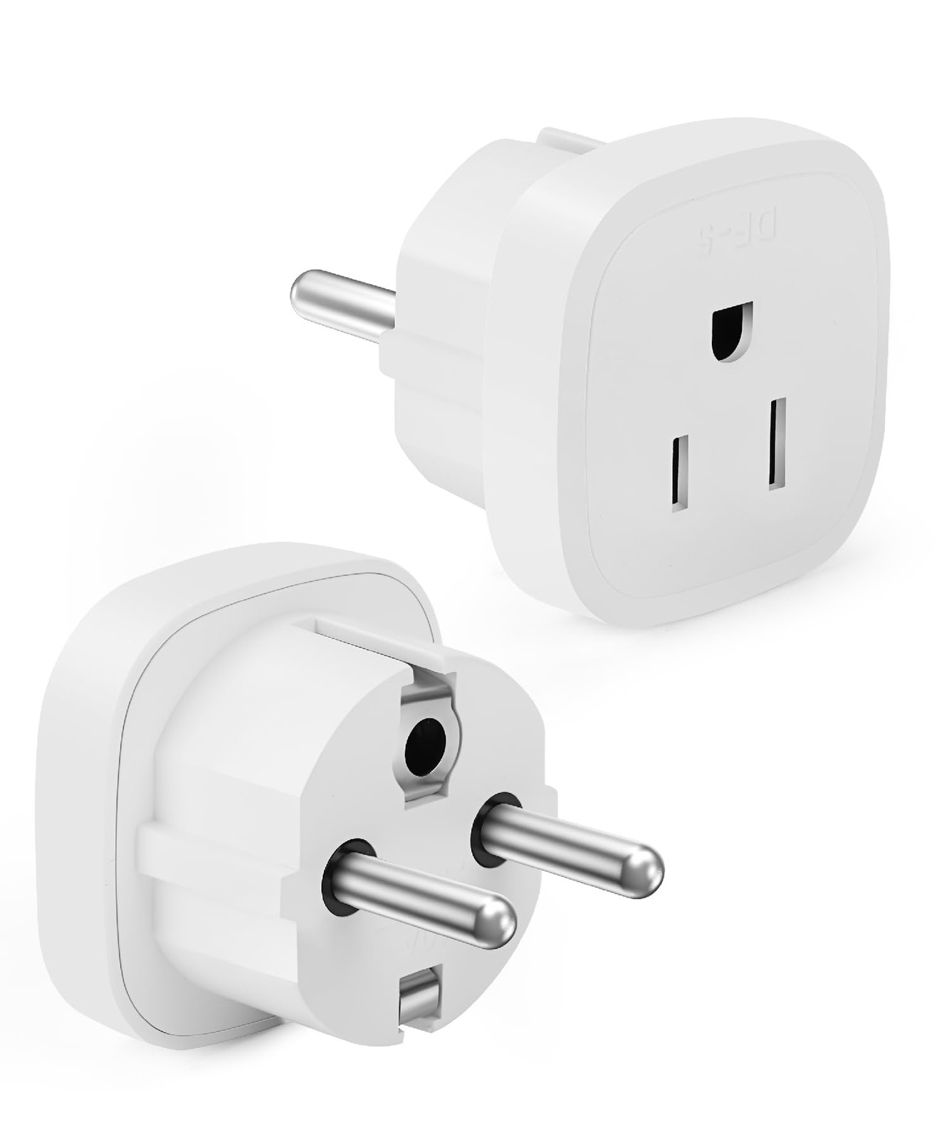 Bates Choice European Travel Plug Adapter, 2 Pack, Type E/F, White, US White