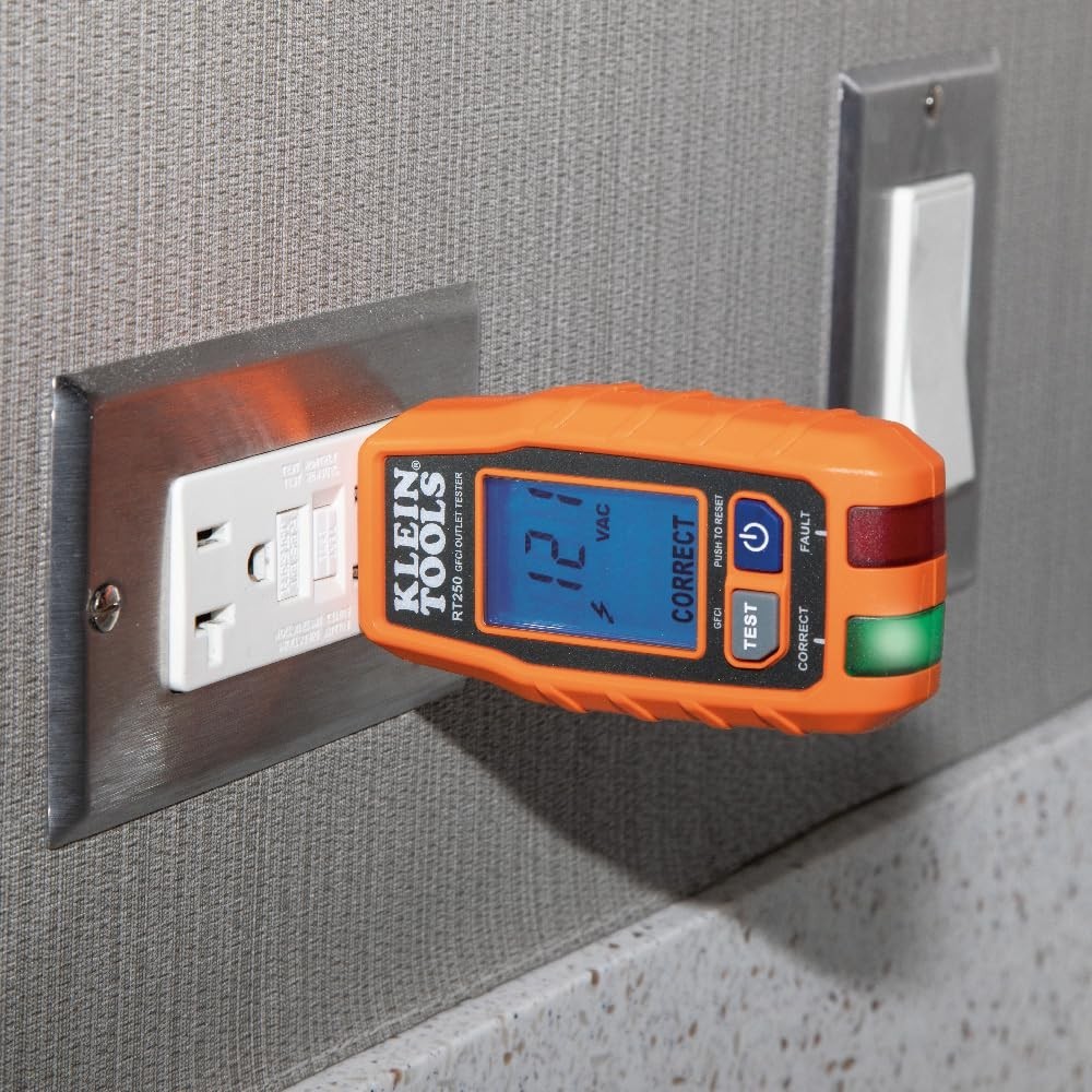 Klein Tools GFCI Receptacle Tester with Backlit LCD & Auto-Hold Function - 120V