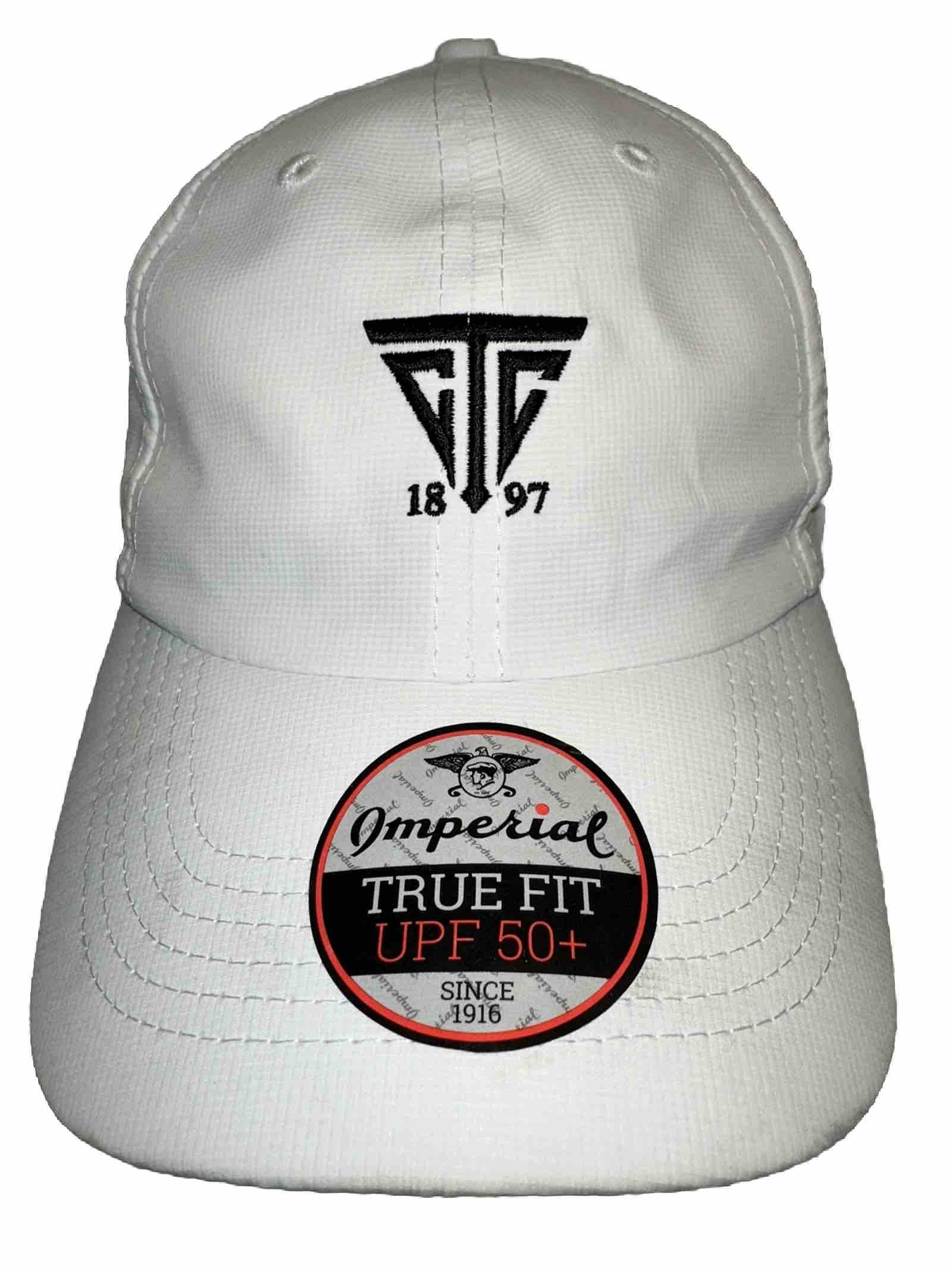 Oakland 125 Years White Golf Hat Cap with Logo on Front UPF 50+ Hook Loop