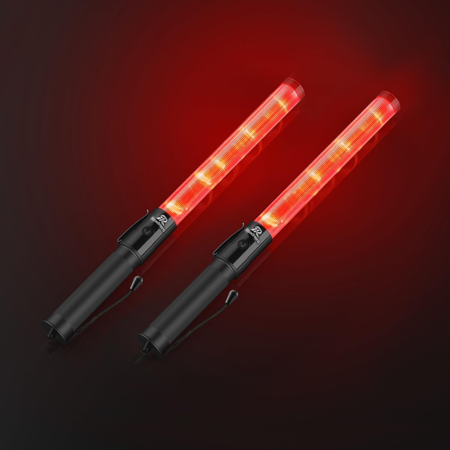 2 Pack 16 Inch LED Traffic Control Baton Safety Wand with Flash Modes
