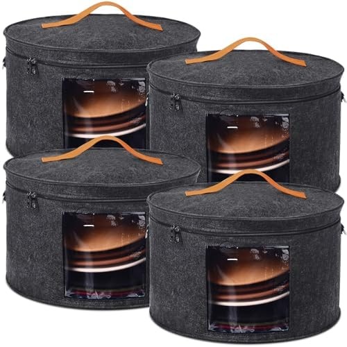 Suzile 4 Pack Large Round Foldable Hat Women Storage Holds Up 6-10 Hats Cowboy