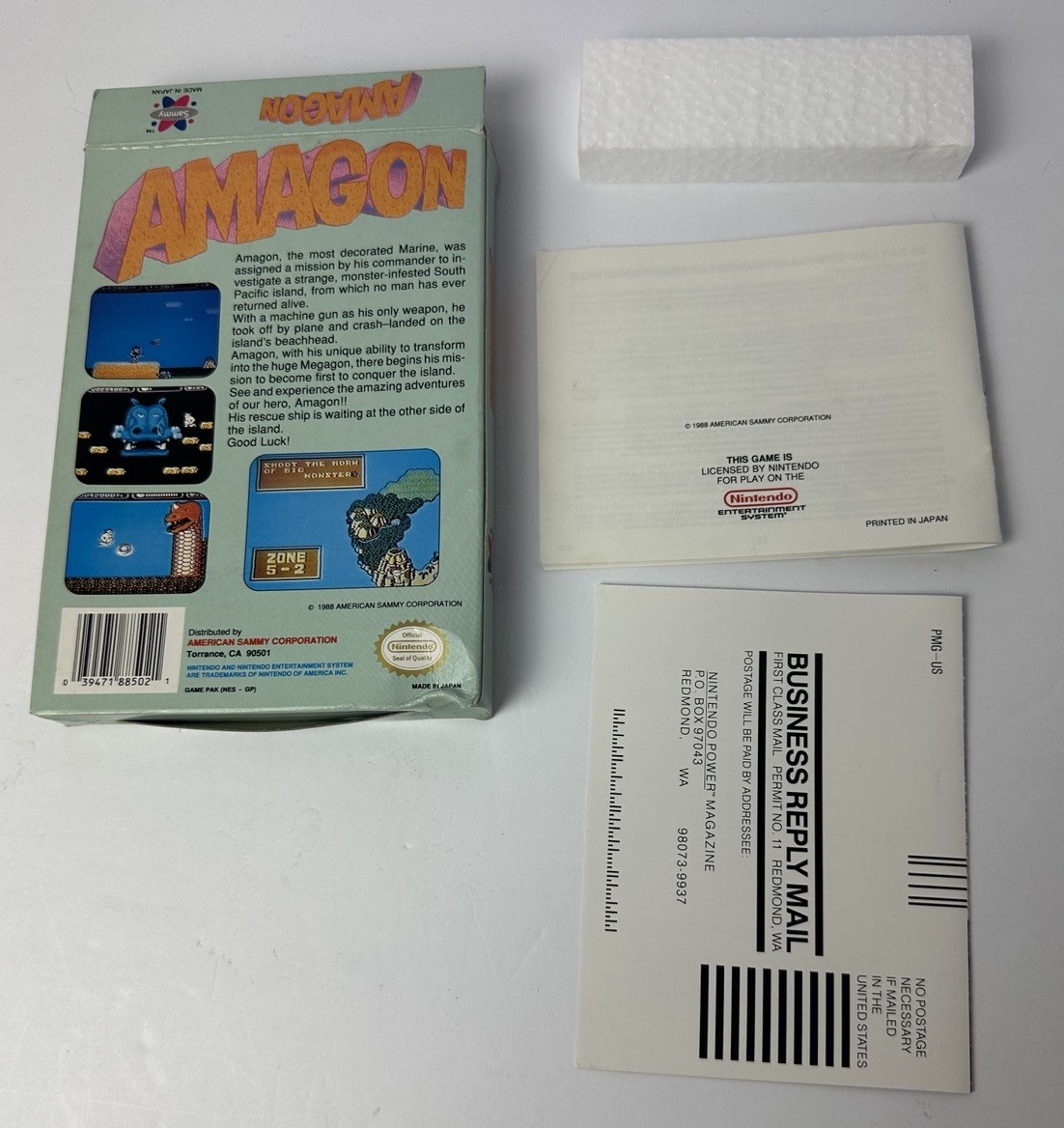 Amagon Nintendo NES Box, Manual, Insert & Foam Good Condition **NO GAME**
