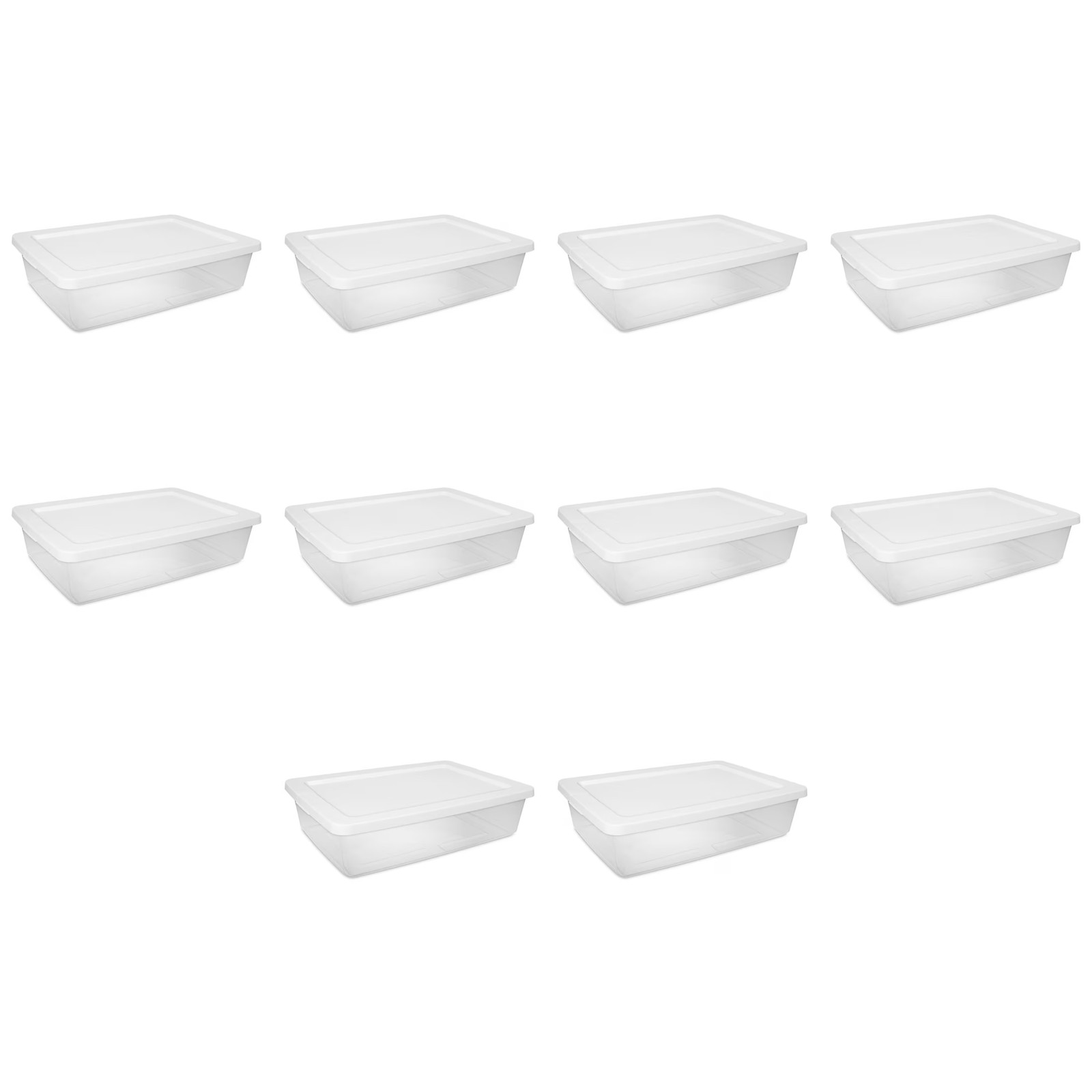Small Storage Bin, 28 Quart Clear Plastic Container, White