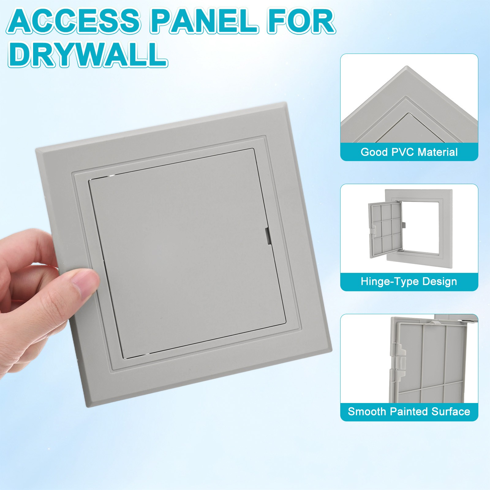 2-Pack Access Panel for Drywall, 4.5x4.5" Plastic Wall Hole Cover [Gray]