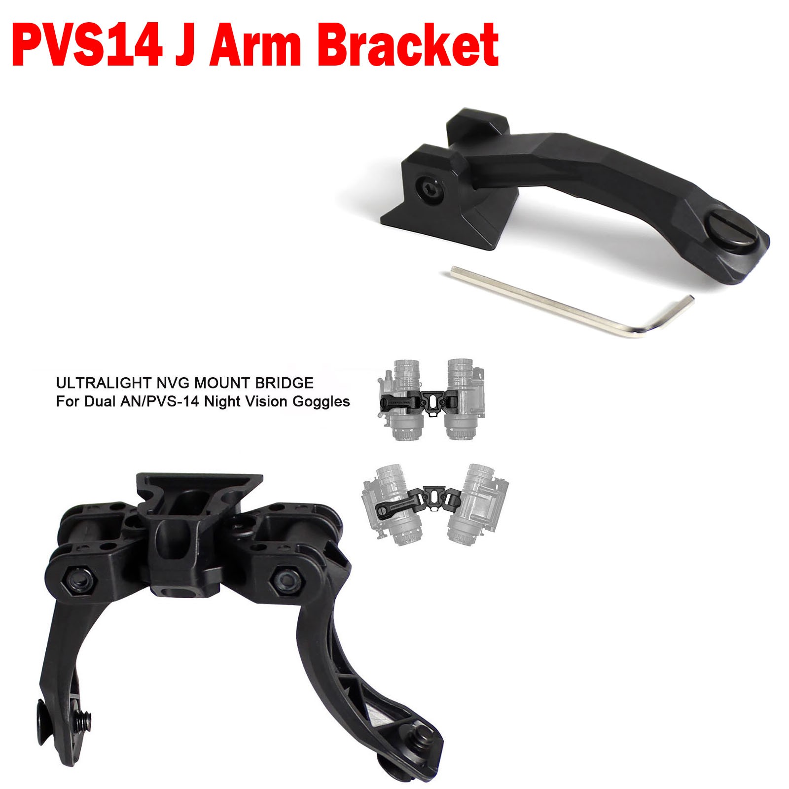 Nylon For PVS14 Night Vision Dual/Single NVG J Arm Bracket Bridge Dovetail Mount