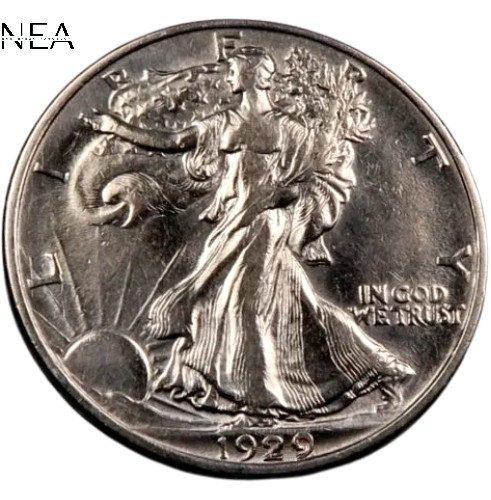 1929-D Walking Liberty Half Dollar ~ XF/AU ~ Semi-Key Date! ~ 90% Silver