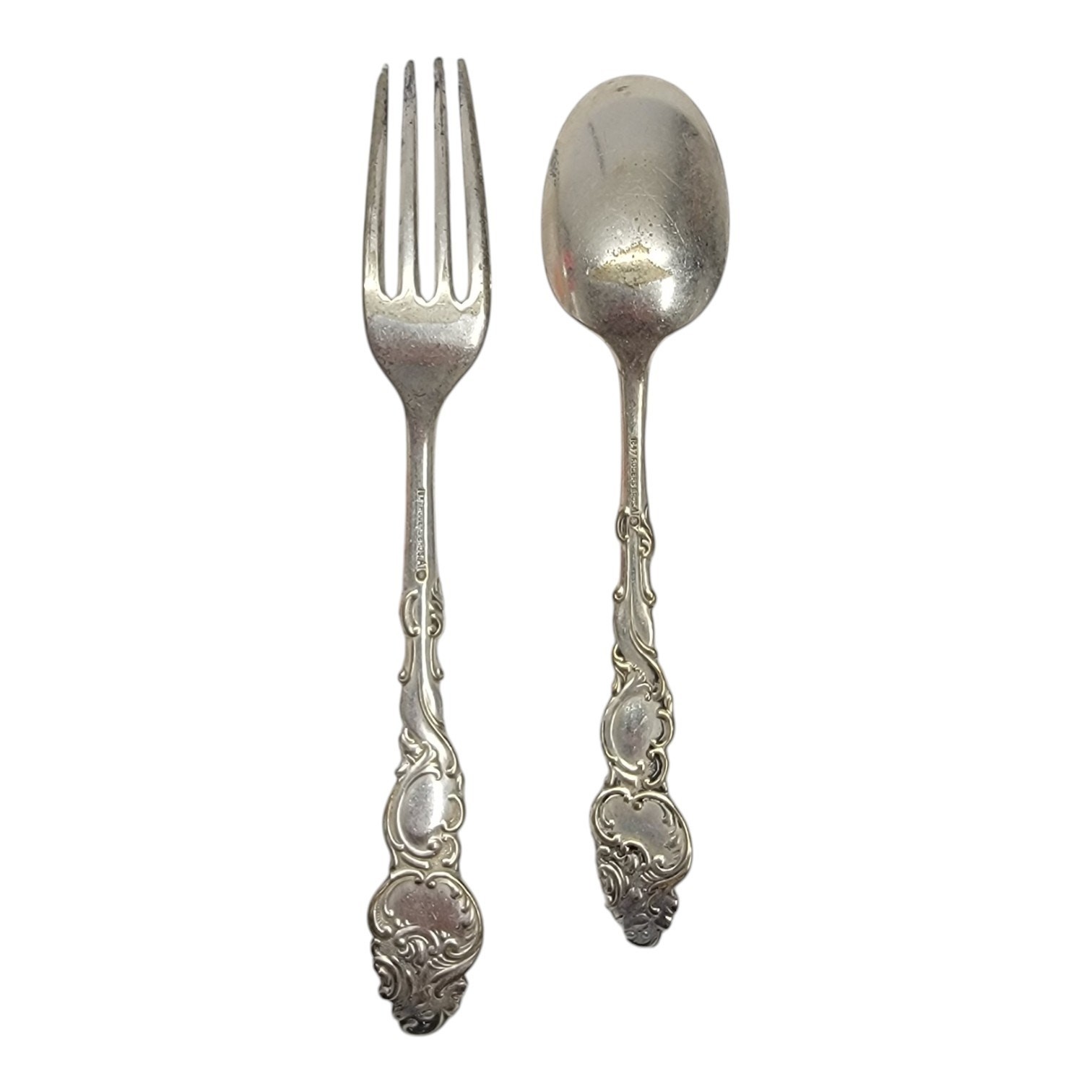 1847 Rogers Bros A1 Silverplate Flatware Fork Spoon Set Monogram E Vintage