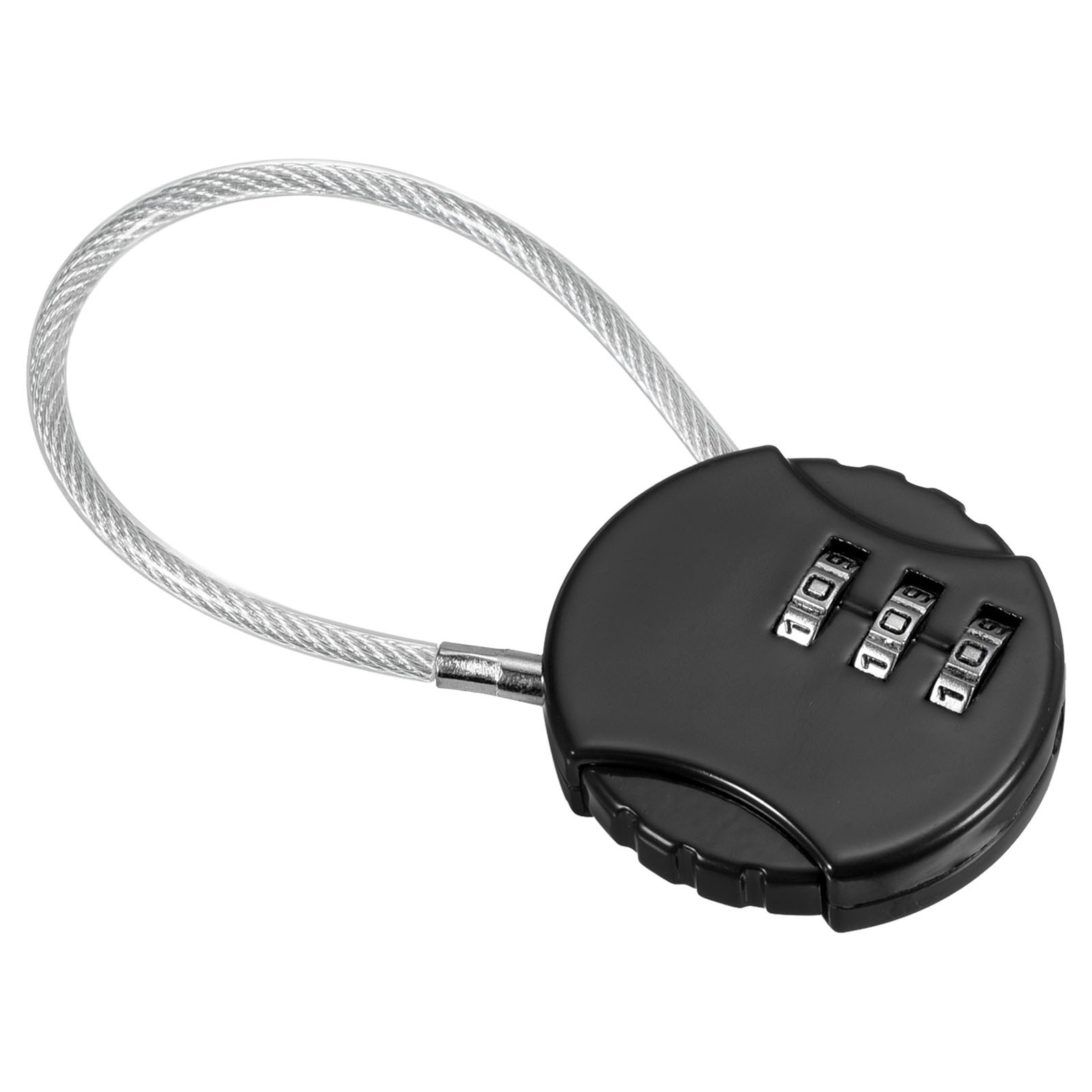 Small Combination Lock 3 Digit Luggage Padlock with 4.7 Inch Wire Black