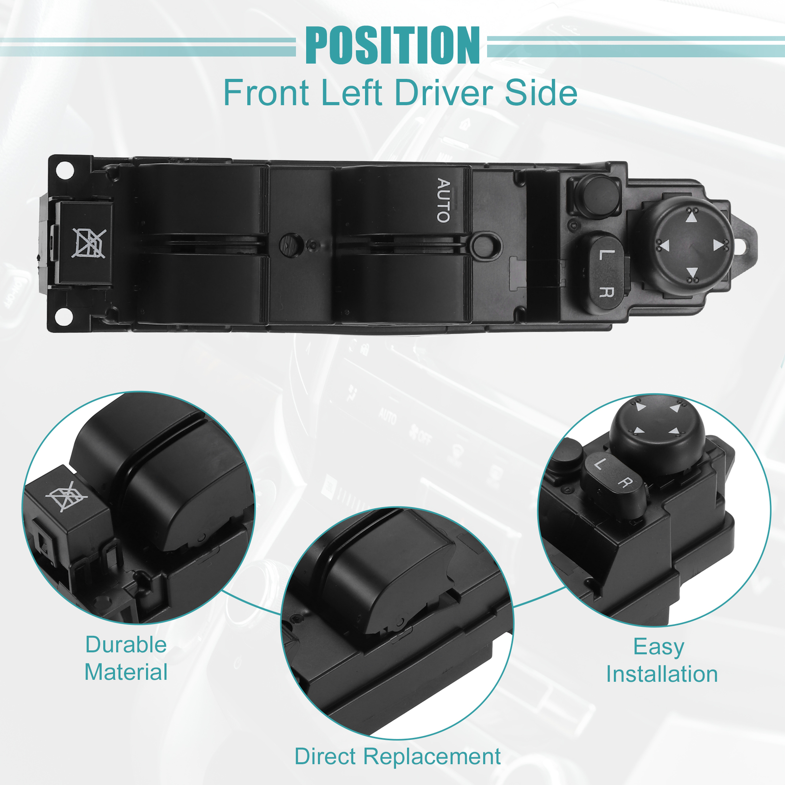 Pack (1) Front Left Driver Side Master Power Window Switch for Mazda 2 2011-2014