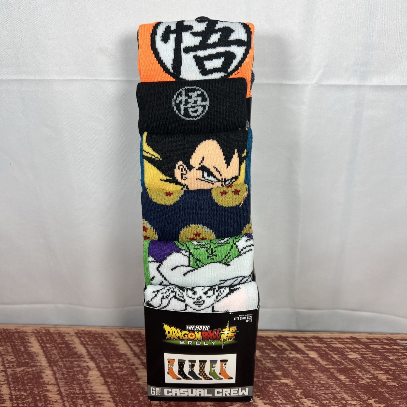 Men's Socks Dragon Ball Z The Movie 6 Pair Casual Crew Size 8-12 New in Package
