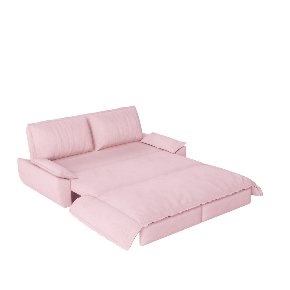 73in Roll Out Velvet Sleeper Sofa Bed w/ Queen Mattress, Multi-Functional 3-in-1