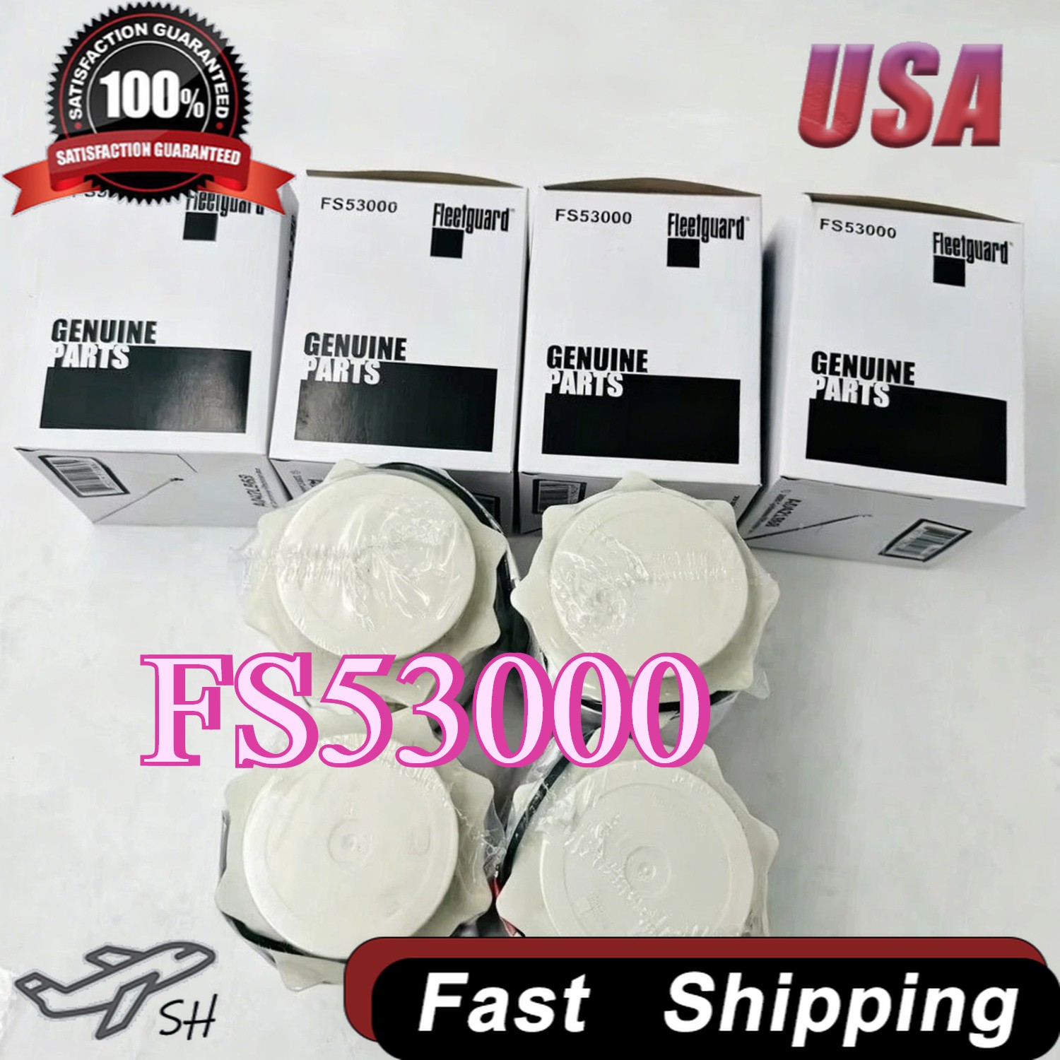 4Pcs Fleetguard FS53000 2010-2017 Fuel Filter Fit Ram 2500 3500 4500 5500 6.7L