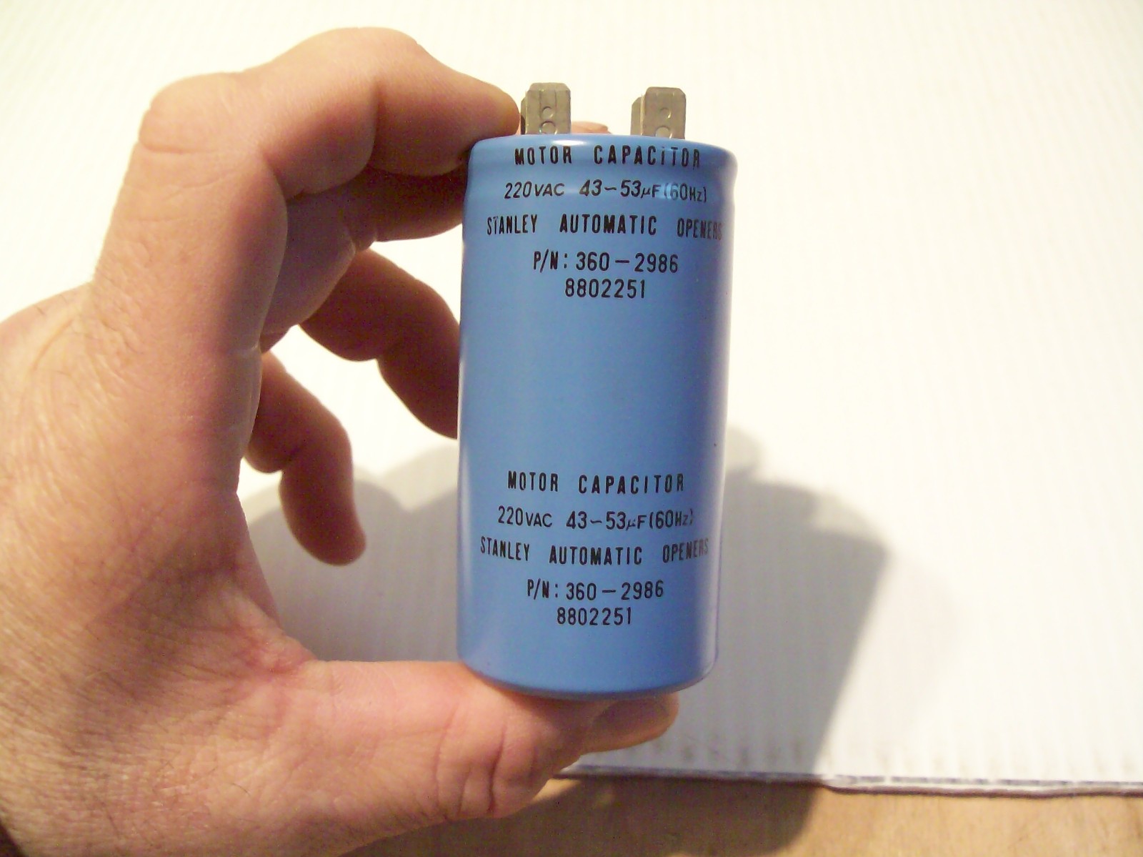 1988 STANLEY Garage Door Opener Model 1200 Capacitor 360-2986 NEW OLD STOCK
