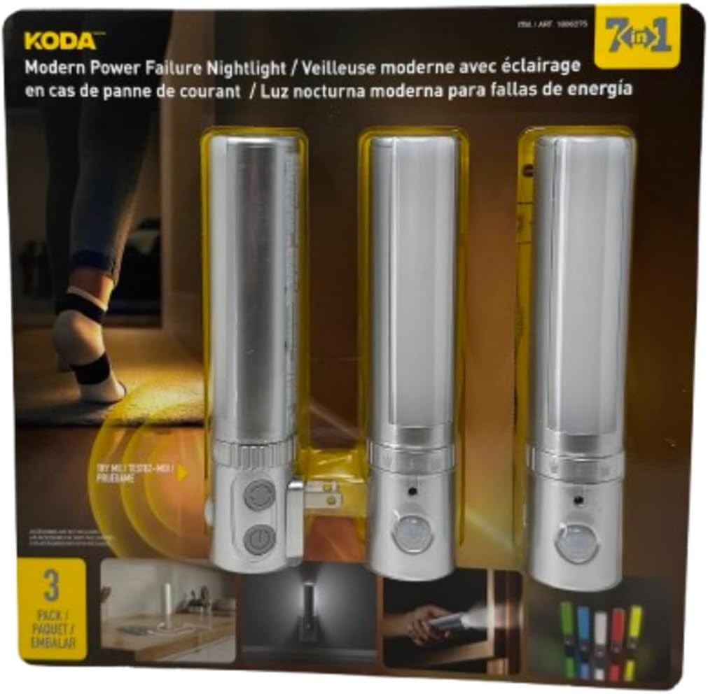 Koda Modern Power Failure Night Light 3Pk Color Changing Stays On During Outage