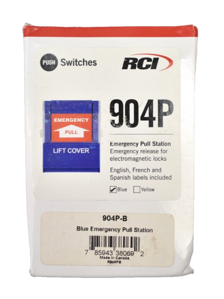 RCI Emergency Pull Station Override Device For Electromagnetic Lock Blue