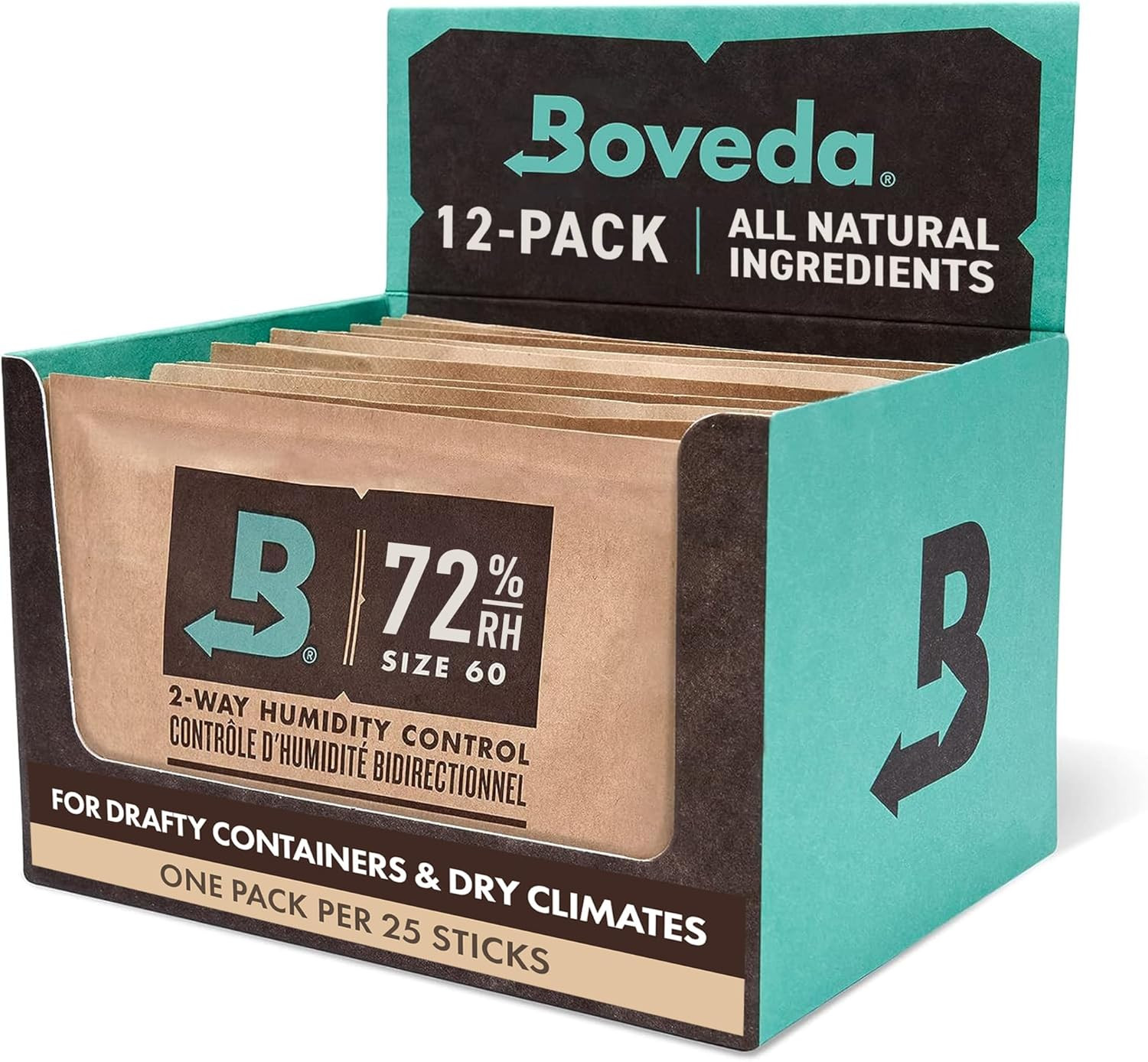 72% Two-Way Humidity Control Packs for Wood Humidifier Boxes – 12 Pack – Moistur