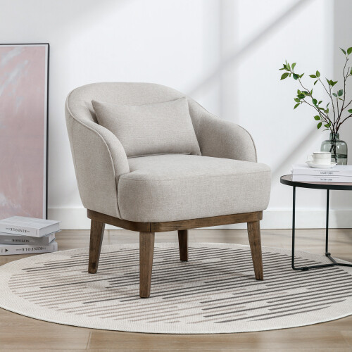 Modern Accent Chair Single Sofa Couch Upholstered Living Room Armchair w/ Pillow
