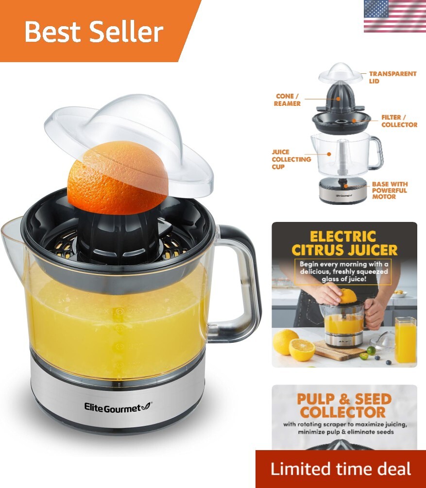 BPA-Free Electric Citrus Juicer - Quiet Motor, Large 24oz Capacity, Pulp Control
